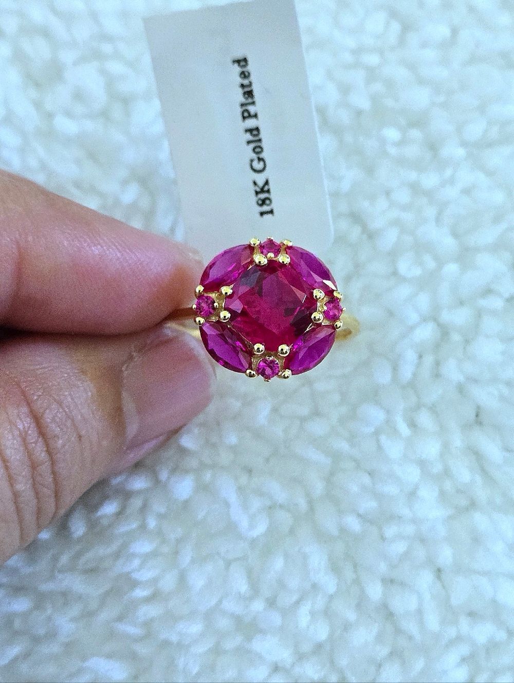Shivam Lab🧪 Created Pink💕 Ruby Flower🏵 Ring💍 - NWT - Picture 15 of 16